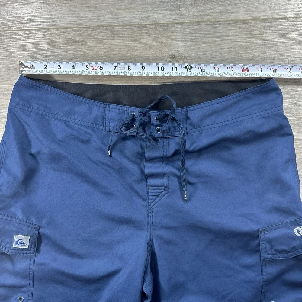 Vintage Mens 36 Quiksilver Board Shorts Navy Blue Surfboard Surfing Surf Trunks - Picture 7 of 9